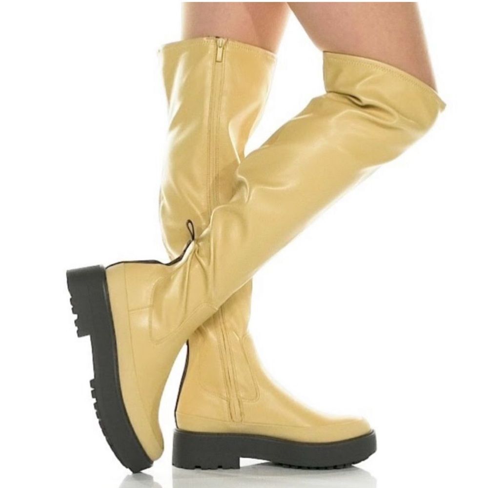 * Franco Sarto Tan Over the Knee Boots with Modern Silhouette
